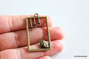 1 x Bronze Plated Birds Rectangle Pendants